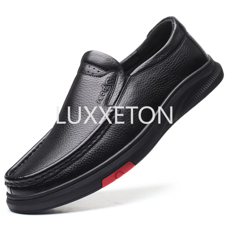 

2023 Men's Genuine Leather+ Microfiber Leathe Shoes 38-44 Soft Anti- Slip Rubber Loafers Man Casual Leather Shoes