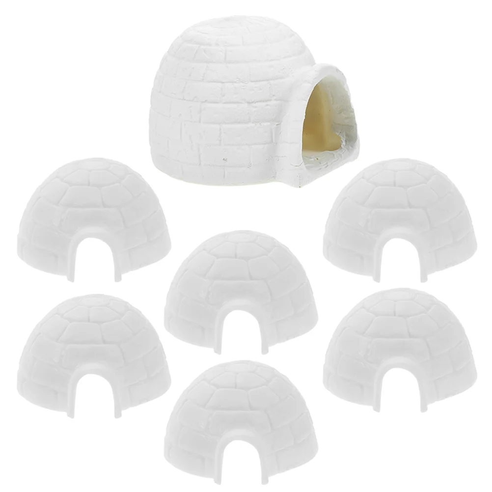 7 Miniature Child Arctic House Figurines Plastic Igloo Model Igloos Picture Ornament