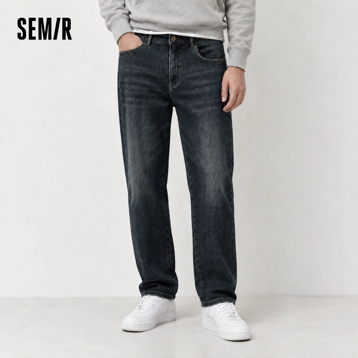 Semir Men Denim Jeans Cotton Stretch Regular Fit Straight Leg Vintage Wash Modern Style Versatile 2026 New Winter Daily Wear