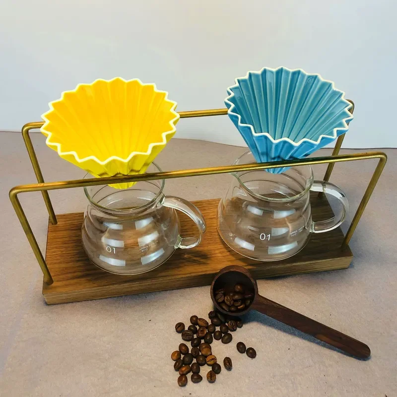 Commercial Brass Coffee Filter Holder Multi Group Drip Stand Handmade Long Handle Cup Support for Cafe Bar Equipment