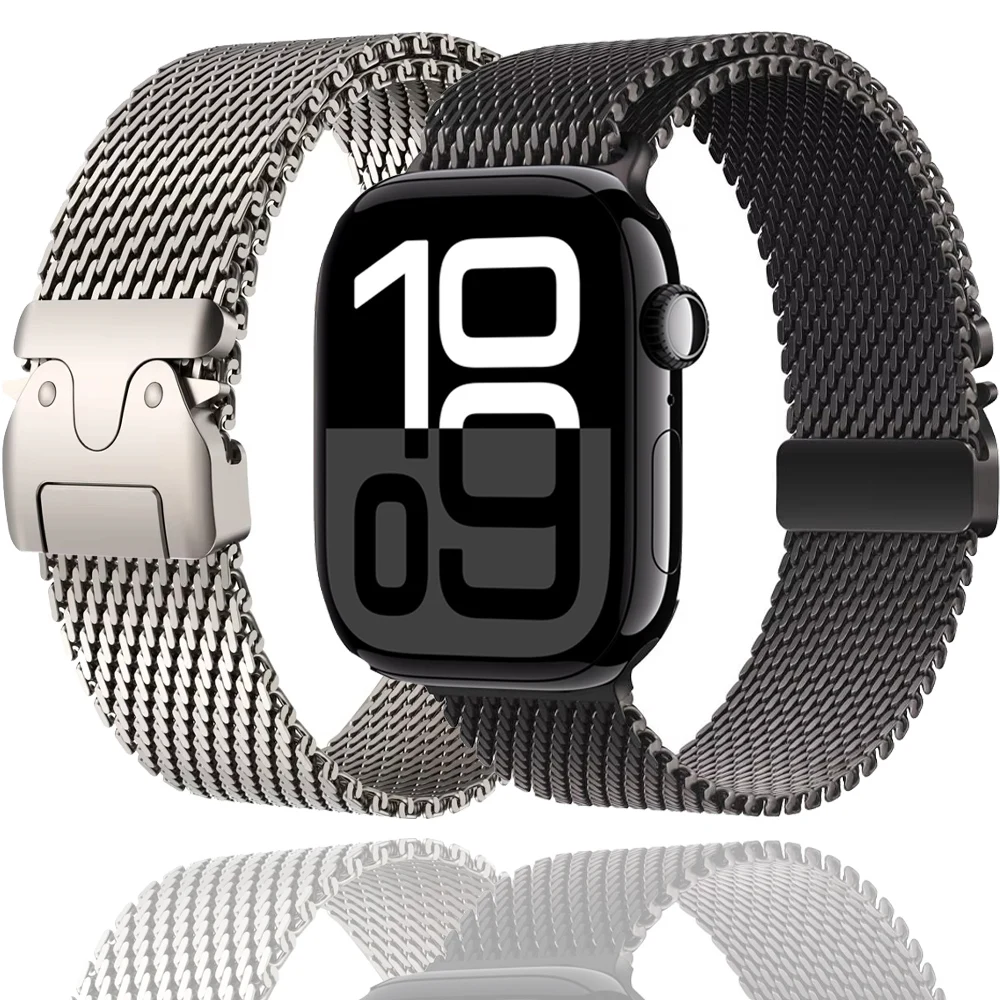 

Миланский ремешок для Apple Watch Series 10 46 мм 42 мм Ultra 2 49 мм Браслет с металлической пряжкой для iWatch 9 8 7 40 мм 41 мм 44 мм 45 мм Ремешок