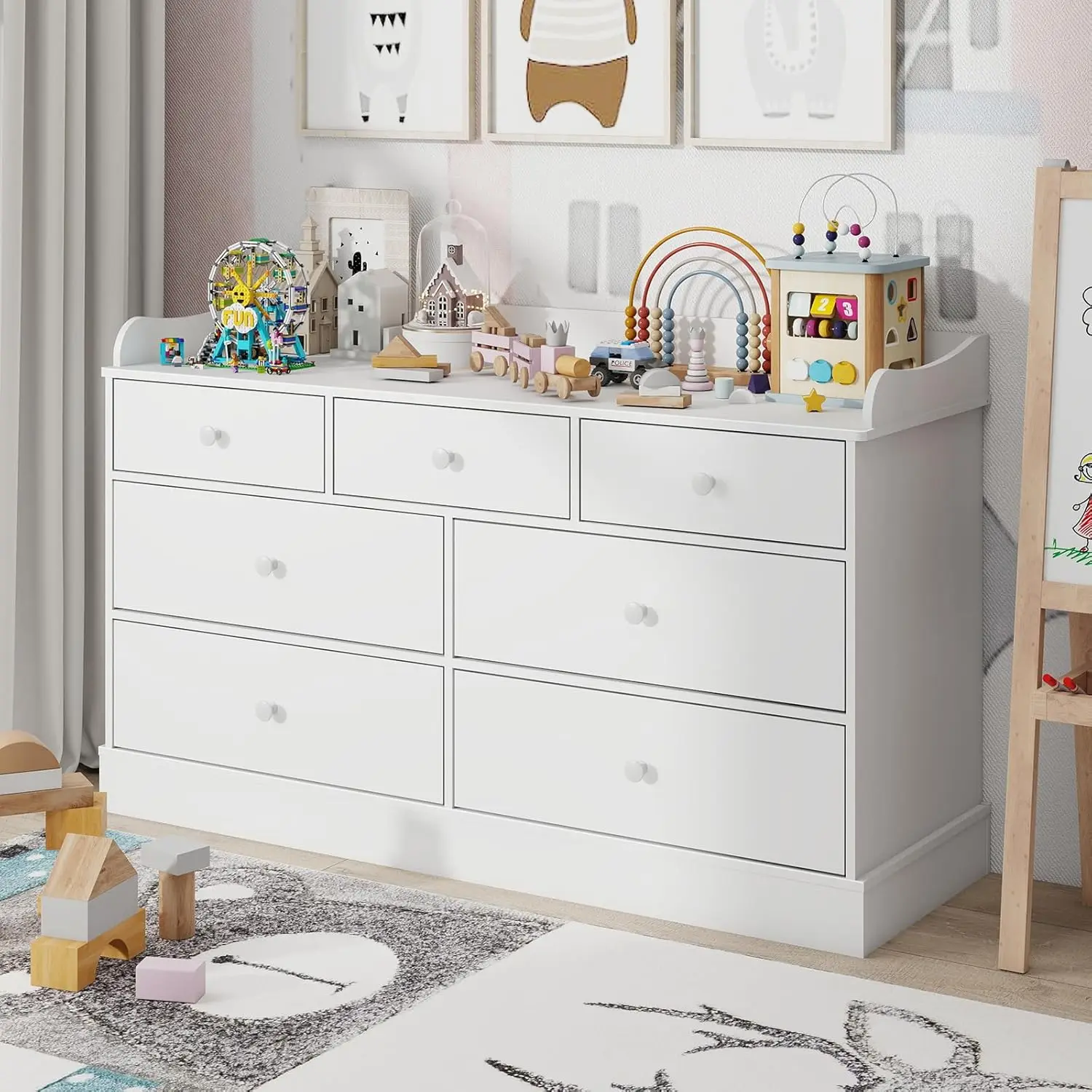 7 Drawers Dresser Organizer, Chest of Drawers Dresser, Storage Drawers for Nursery, Kids Bedroom Furniture, Dresser