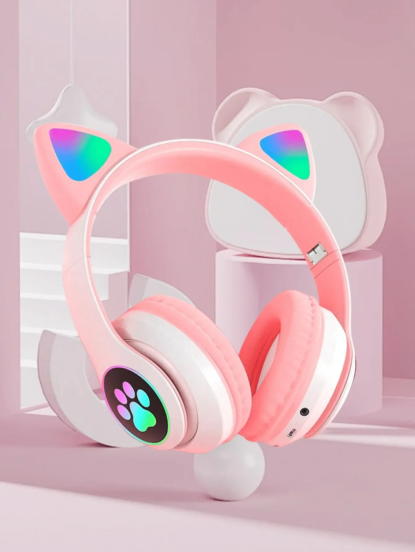 

Bluetooth Wireless Headphone Long Battery Life High Sound Quality For Cat Ears Headset for Music Games Earphone