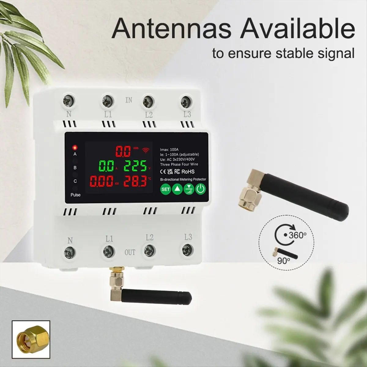 

3Phase 4Wire 380V 100A Tuya WiFi Smart Bi-Directional Energy Power KWh Meter Auto-Reclosing over Under Voltage Protector