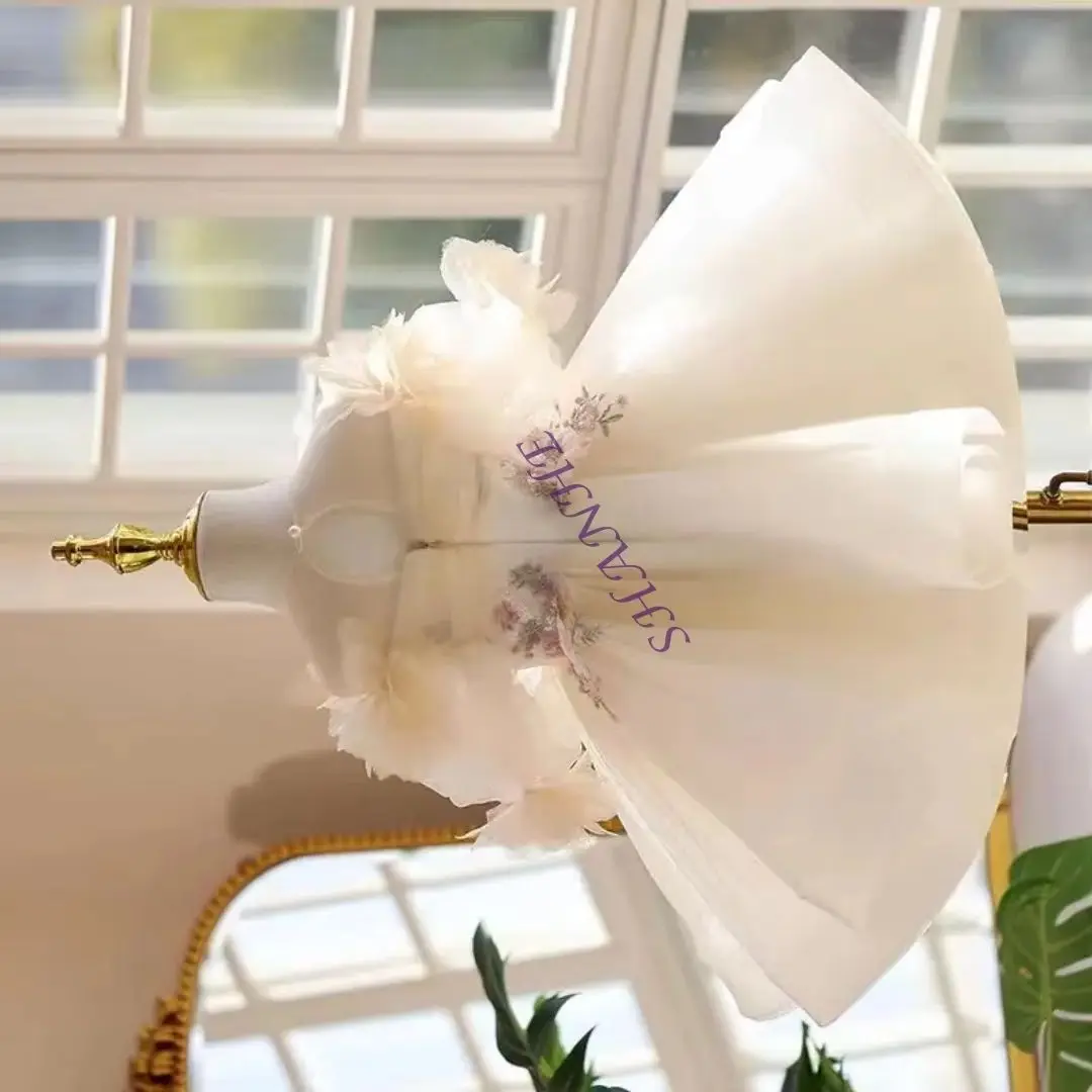 

CustomizedElegant Beige Arab Girl Dress Appliques Lace Kids Princess Birthday Wedding Party Children Holiday Ball Gown