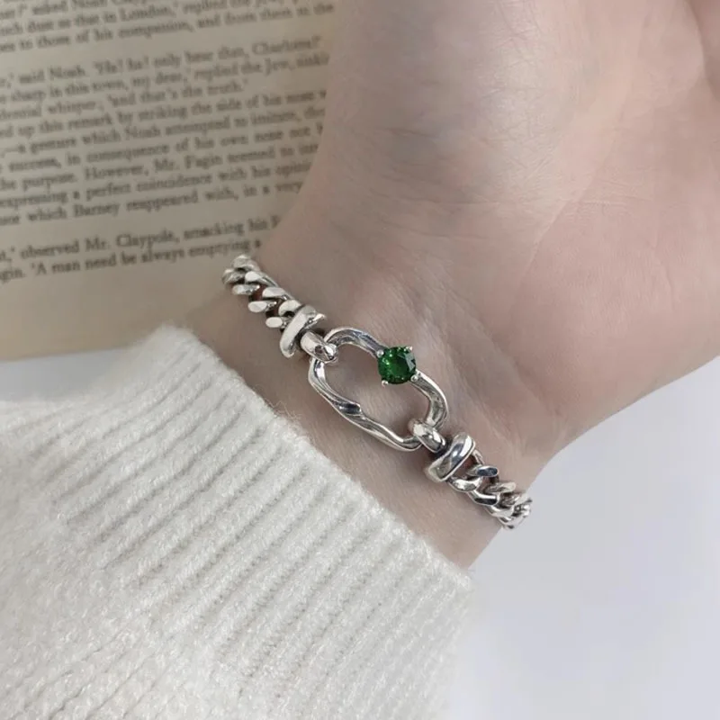 New Arrival 925 Sterling Silver Zircon Geometry Chain Bracelet For Women Gift Love Heart Design Punk Jewelry Dropshipping