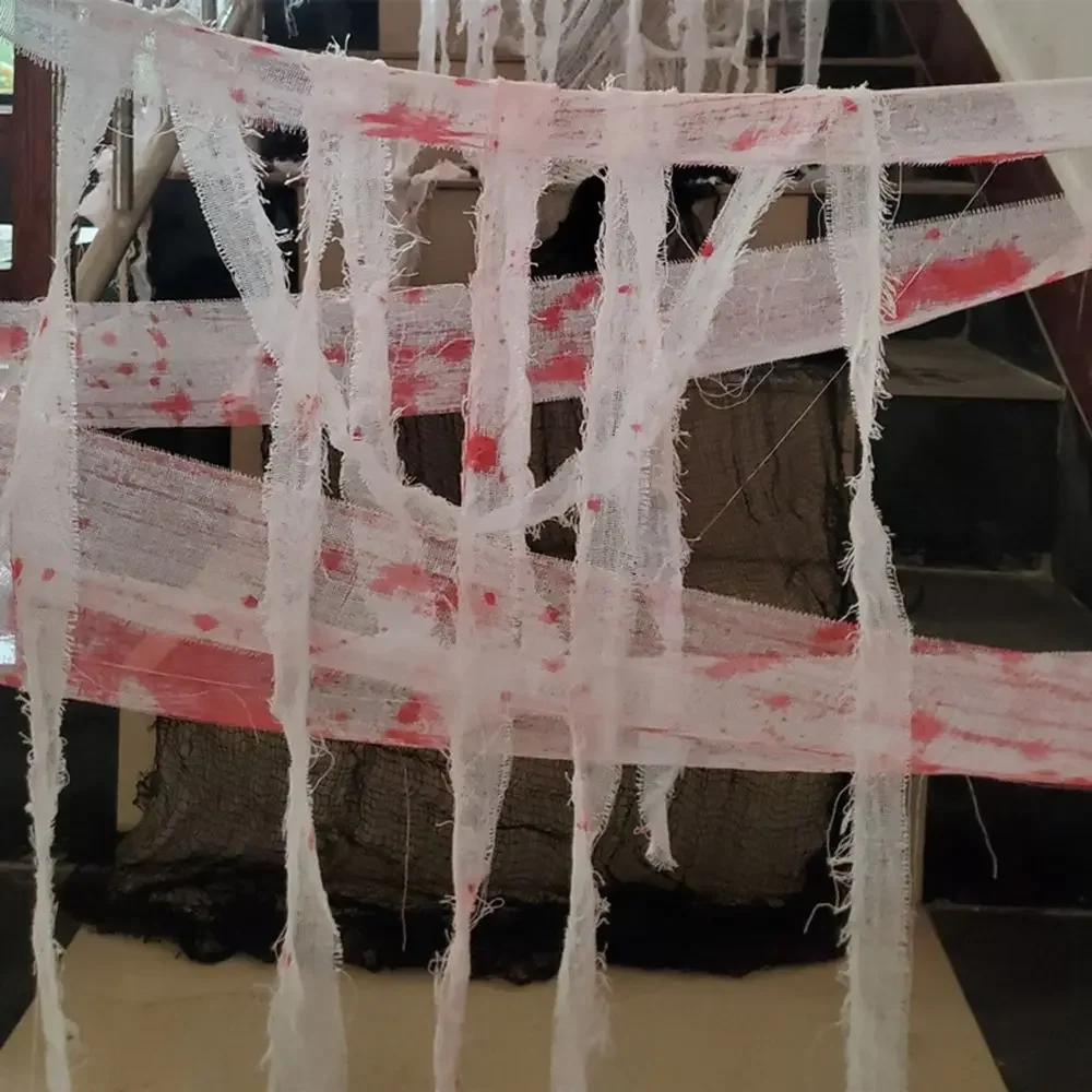 هالوين كرنفال ديكور القماش مخيف الدم الشاش القماش ثنى المداخل النوافذ جدار الشاش للمنزل حفلة منزل مسكون اللوازم #4