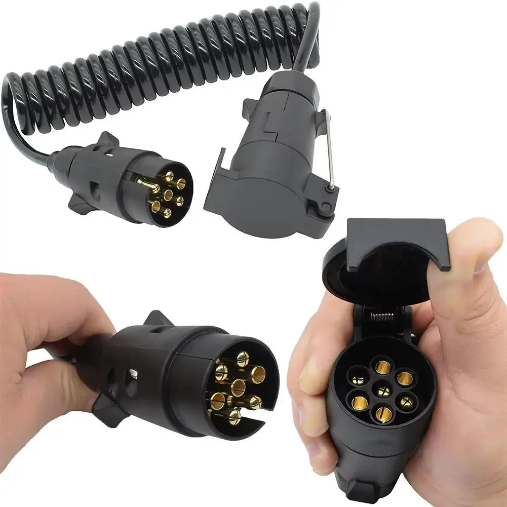7 Pin TPU Trailer Spring Cable Male to Female Adapter RV Caravan Towing Electrical Connector 12V Wired Plug Lead