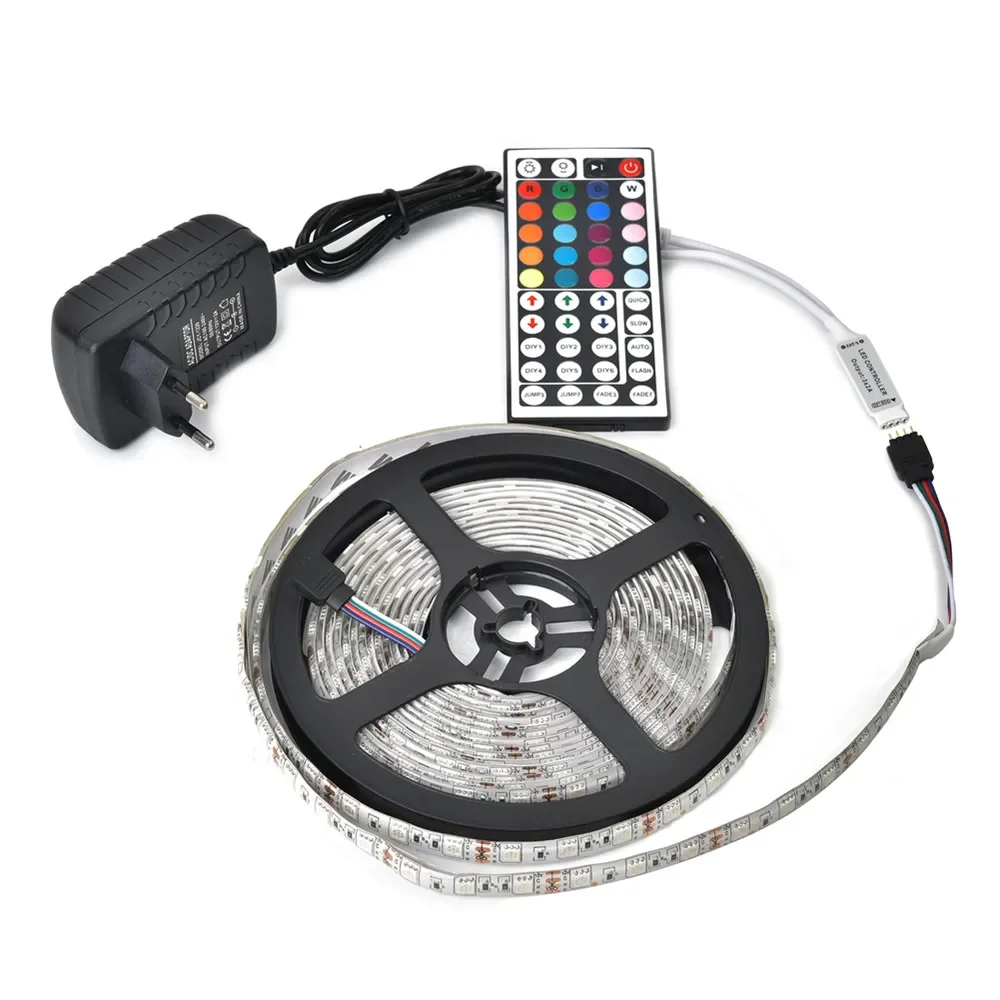 5M DC 12V SMD 5050 RGB LED Strip Light Kits 44Keys IR Controller Lighting Tape 30leds/m 60leds/m IP65 Waterproof Lamp Ribbon