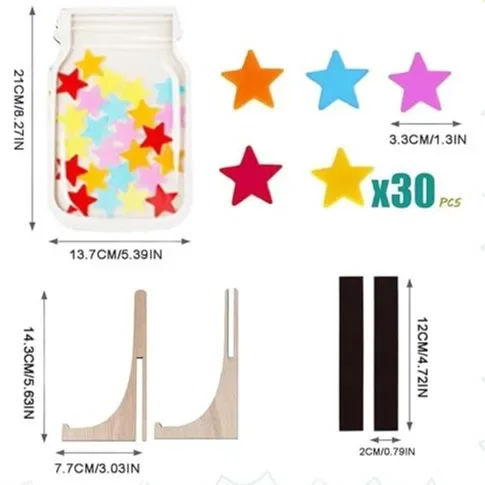 木製モチベーション報酬ジャー、スタンド付き、子供用報酬ジャー、多目的磁気インセンティブジャー、DIY詰め替え式子供用おもちゃ