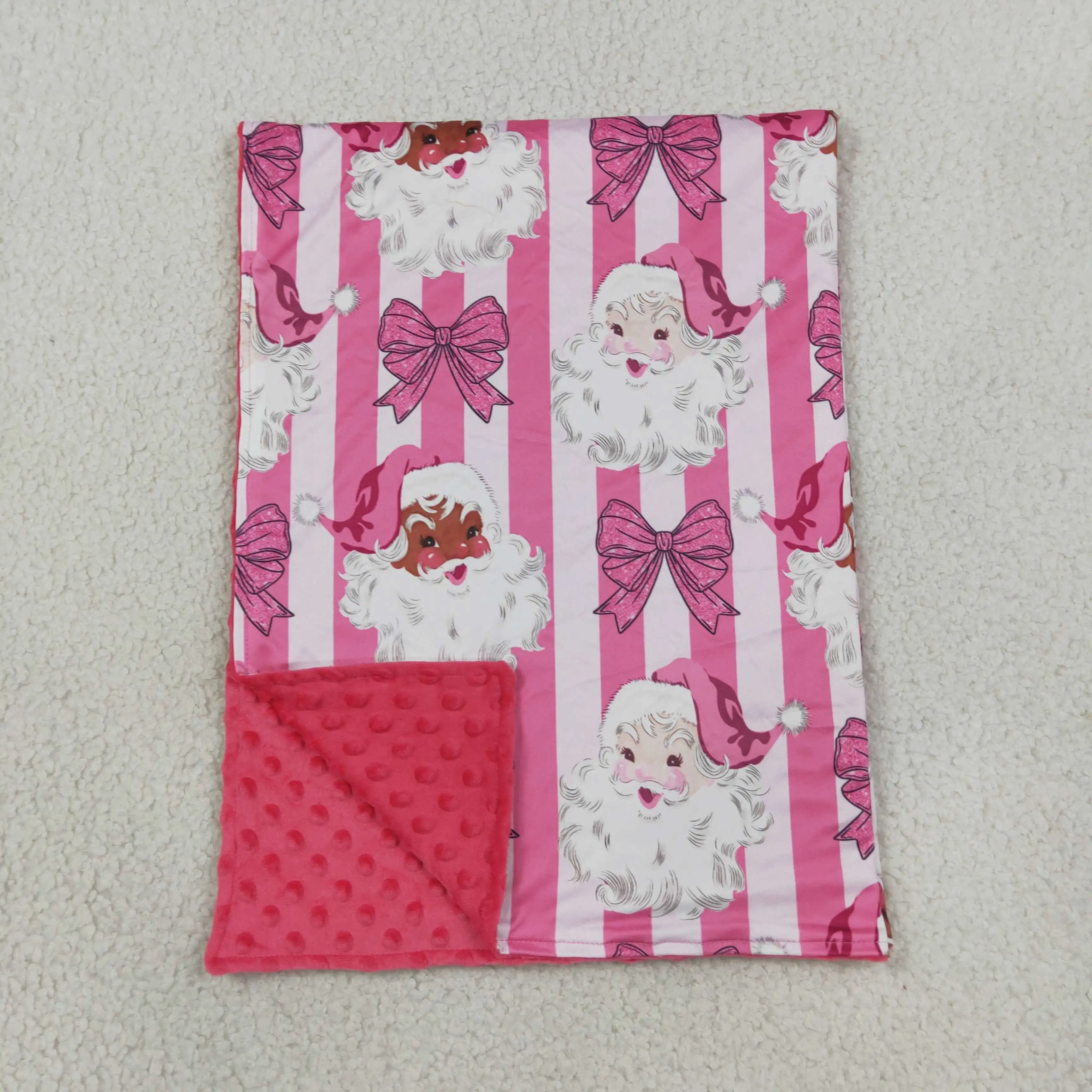 Wholesale Toddler Girls Flannel Blanket Baby Girl Children Thin Quilt Kids Bows Stripes Christmas Bedding Fleece