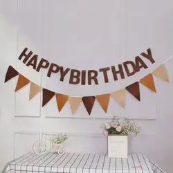 Coffee Brown Triangle Bunting Birthday Party Banner Happy Birthday Letter Non-woven Fabric Bunting Festive Party Garland
