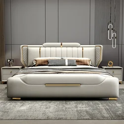 Podwójne pełny wymiar rama łóżka Whitr duże nowoczesne designerskie łóżko typu zagłówek sypialnia Queen Luxury Muebles Para Dormitorio Nordic mebel