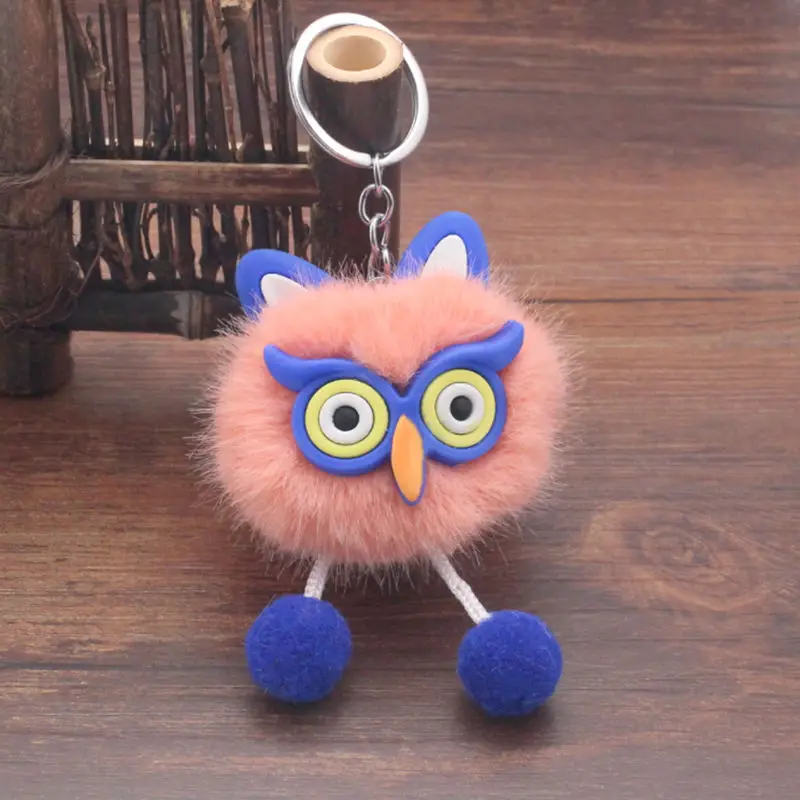 1Pcs Owl Plush Keychains Cartoon Key Ring Pendant Car Bag Ornament Girl Child Gift Toy DIY Clothing Handbag Crafts Accessory