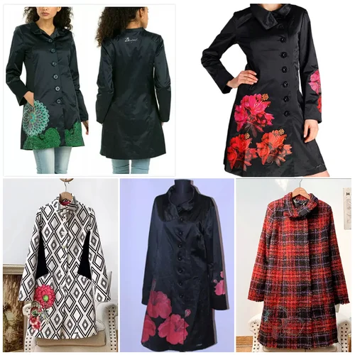 Comercio exterior España original estilo europeo y americano cortavientos de mujer estampado bordado retro chaqueta medio larga