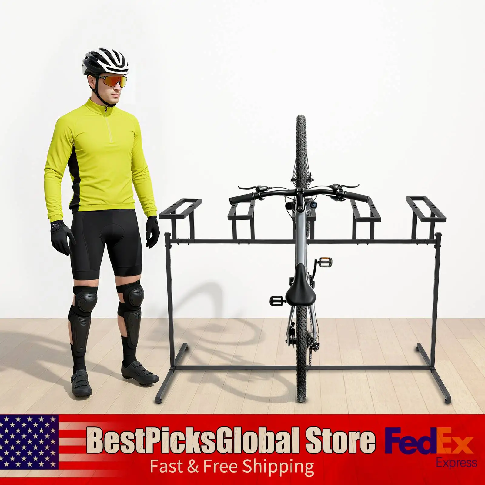 

5-Slot Metal Bike Storage Organizer Stand, 220.46lbs Load, Height Adjustable Bicycle Parking Rack for Less Than 2.4in Tire Width