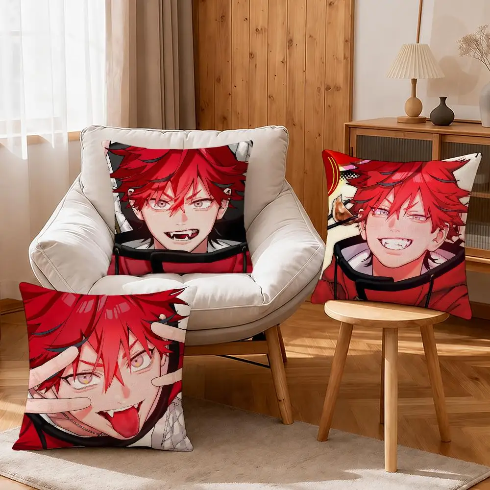 Manga Gokurakugai Cushion Cover Linen Anti-Mite Antibacterial Cushion Cover Invisible Zipper Sofa Decor