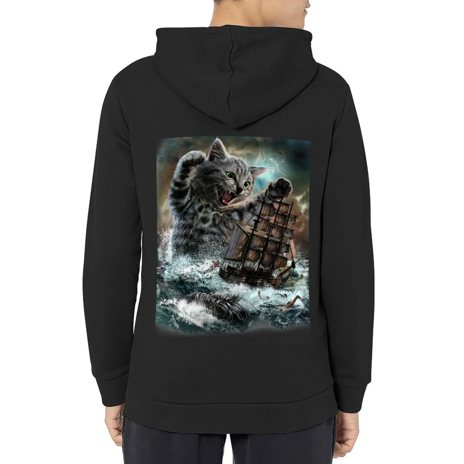 

Monster Tabby Cat Ambush Battle Ship Hoodie blouse anime clothes japanese style autumn hoodies and sweatshirts new