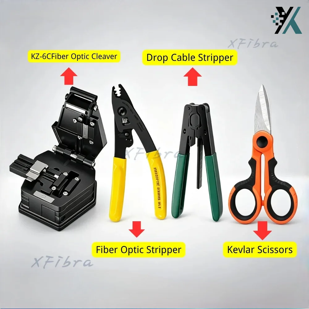 Fiber Tool FC 6S Fiber Optic Cleaver CFS 3 Stripper Drop Cable Stripper Kevlar Scissors for Fiber Splicing Installation