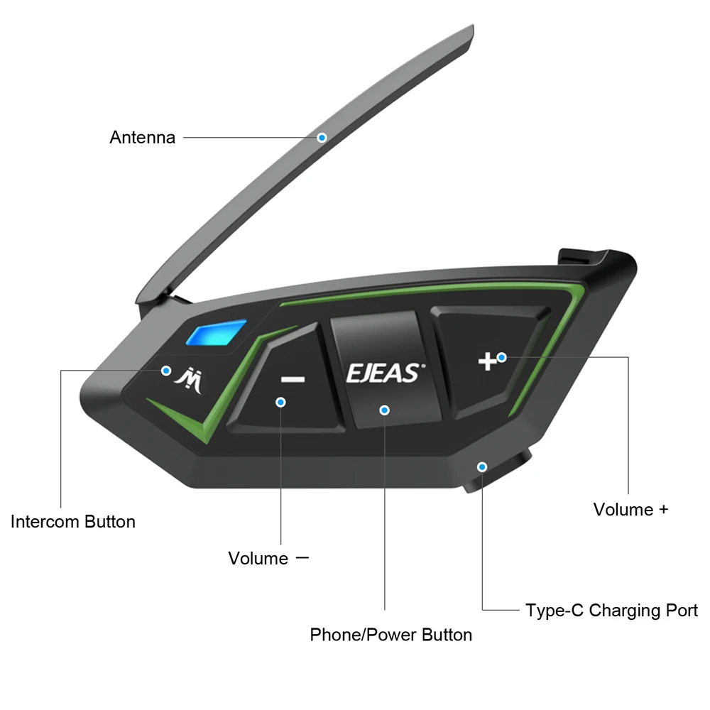 EJEAS MS8-SE Motorcycle Helmet Auto Music FM Communication System for 6 Riders 1000 Meters Bluetooth Full Duplex Intercom