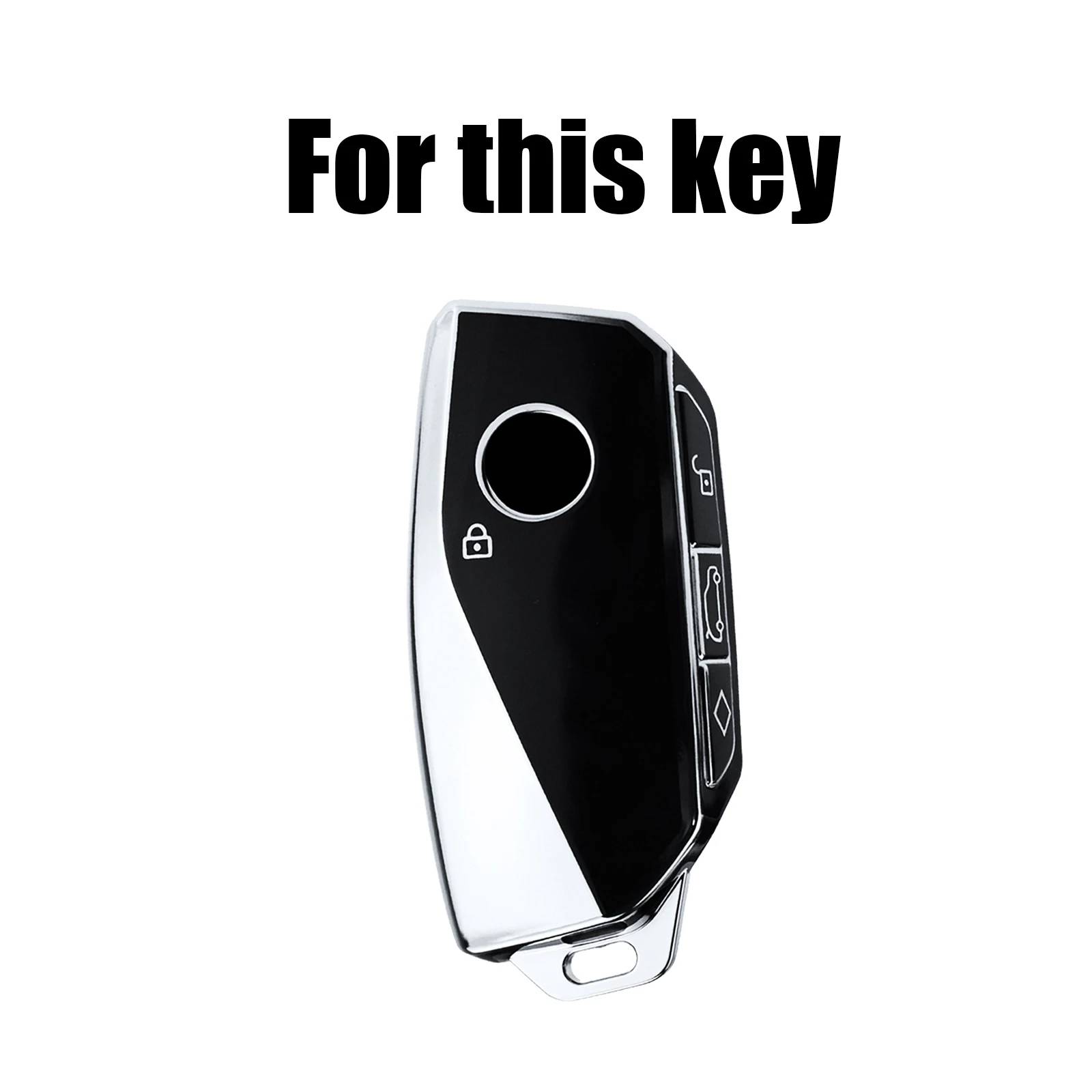 Silicone Key Case Cover Protector 3 Button Interior Styling Zinc Alloy Key Ring Chain For BMW Ix I4 2 3 4 5 X3 X5 2021 2022 2023