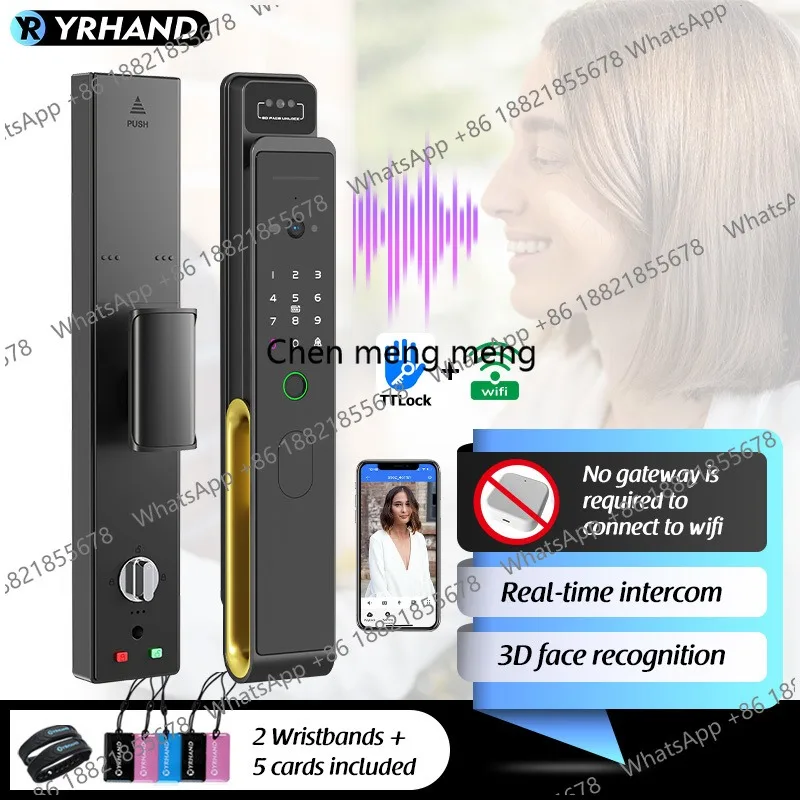 

3D Face Recognition Smart Fingerprint Door Lock With Camera Remote APP Real time intercom For Smart Home