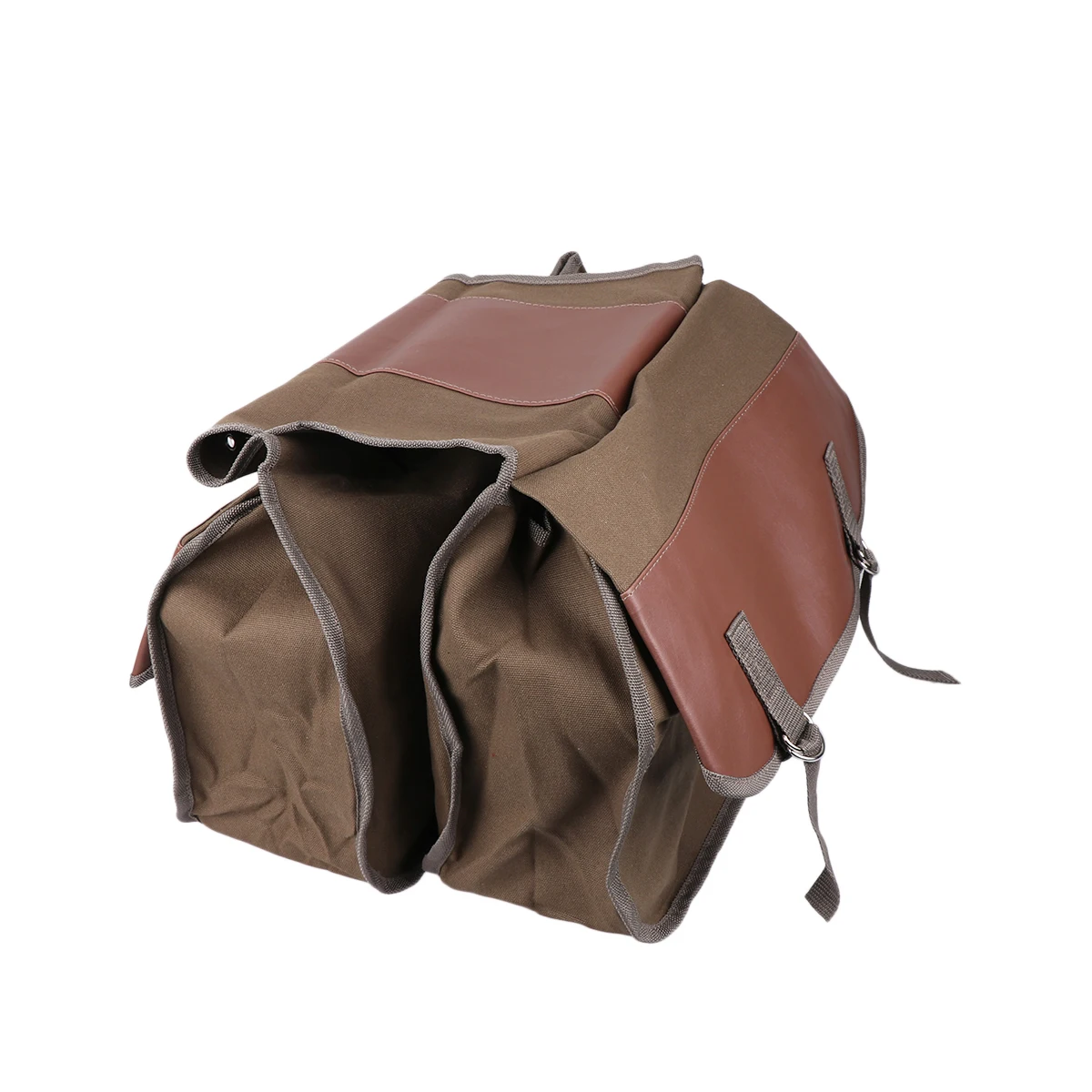 

Double Pouch Mountain Bicycle Rear Bag Heavy Duty Canvas Storage Organizer Carry Handle Travel Picnic Bike Rack Khaki Large