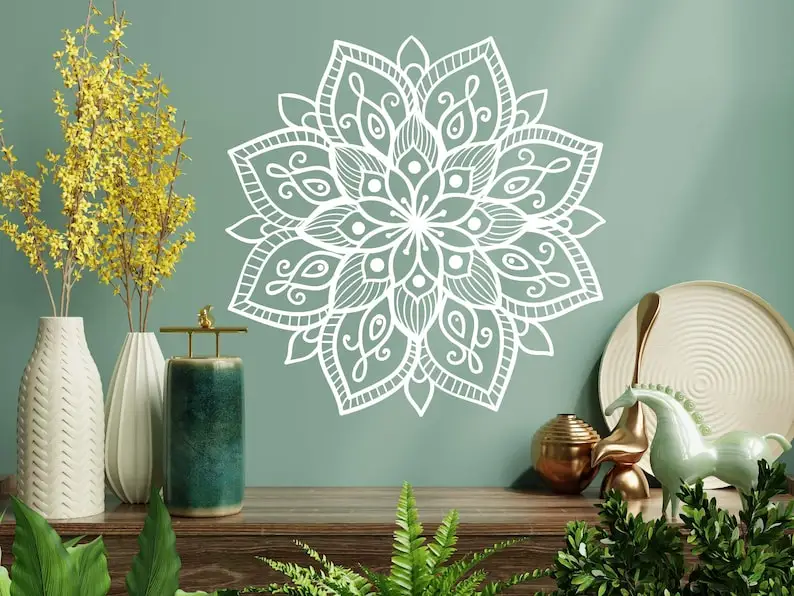 Mandala Wall Decal Headboard Master Bedroom Boho Bohemian Decor Vinyl Sticker Yoga Studio Namaste Ornament Mandala Decals Decor