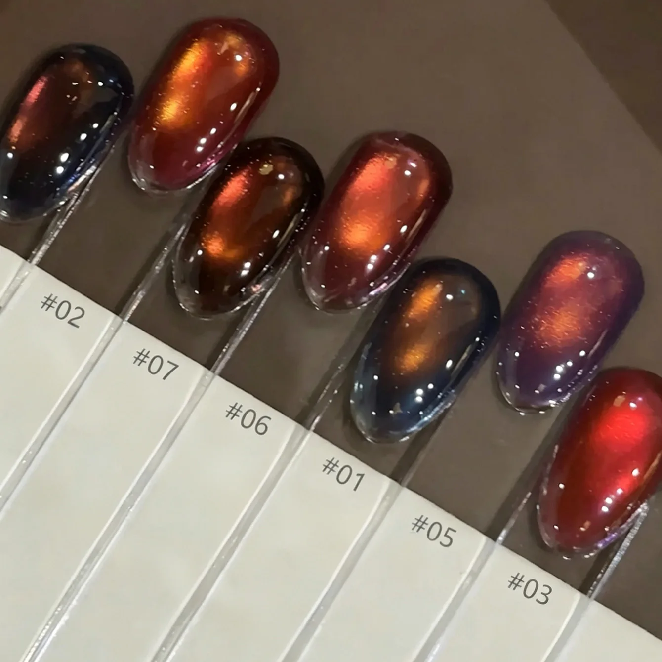 MIANEL 2026 10-Color Autumn/Winter Nail Polish Set White-Enhancing Fiery Cloud Cat Eye Dark Base Iridescent Glass Bead Cat Eye