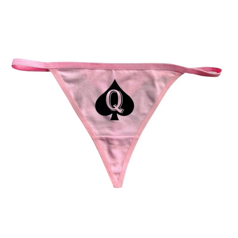 Poker Q Queen of Spade Underwear For Women Cotton G String Thongs Underwear Sexy Lingerie Briefs Bikini G String