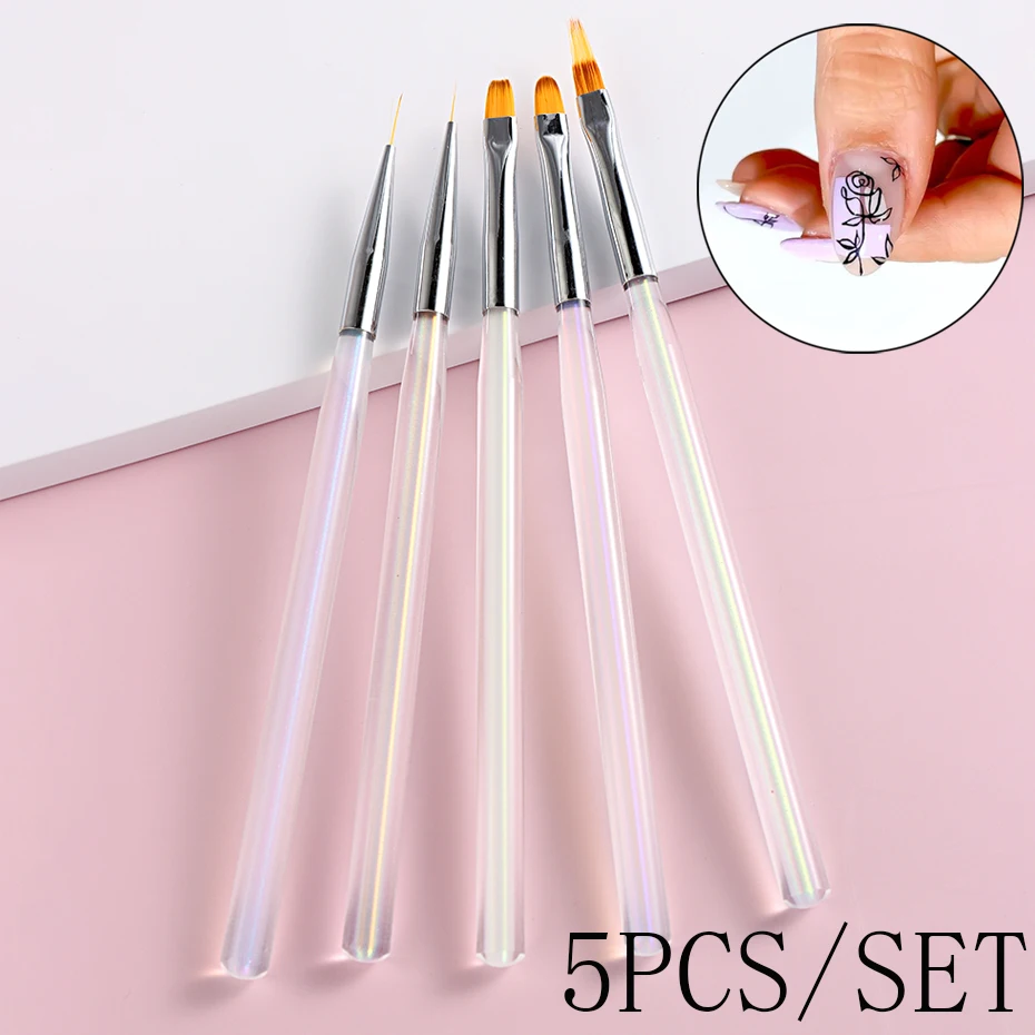 French Stripe Floral Line Nail Art Brush Aurora Color Acrylic Handle Nails Products High Quality Manicure Brush Drawing Tool JGH