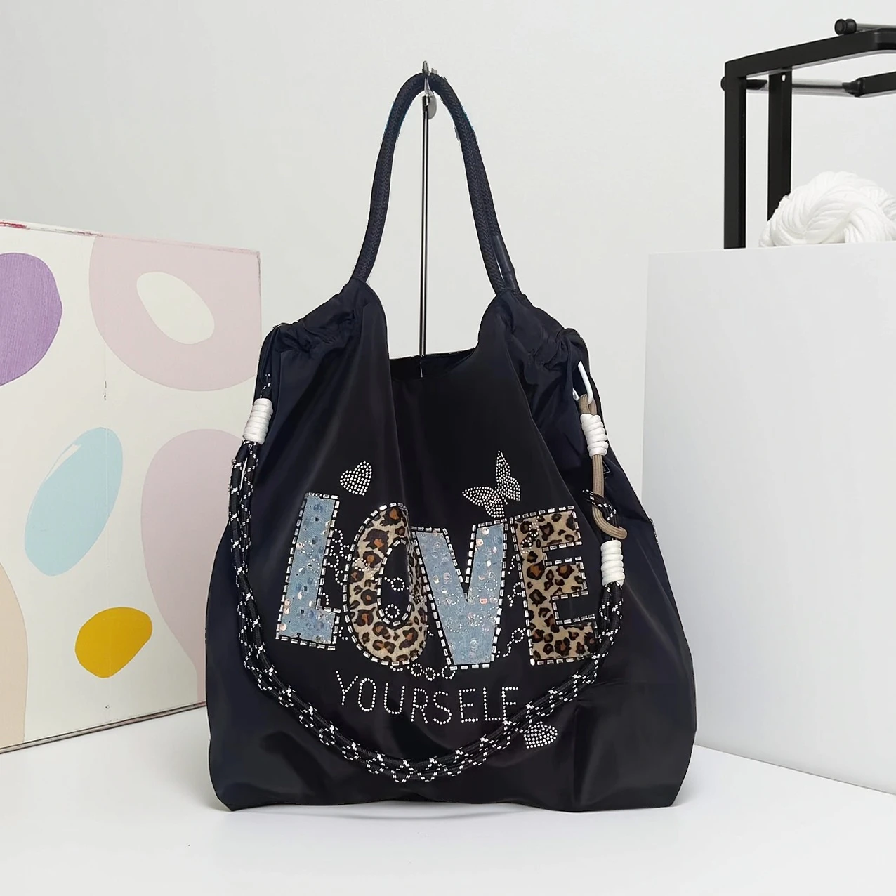 

Bla Series Large Capaci Tote Bag Women's Commuter Handbag oulder Bag Casual Pure Color Nylon Fabric Youth Faion