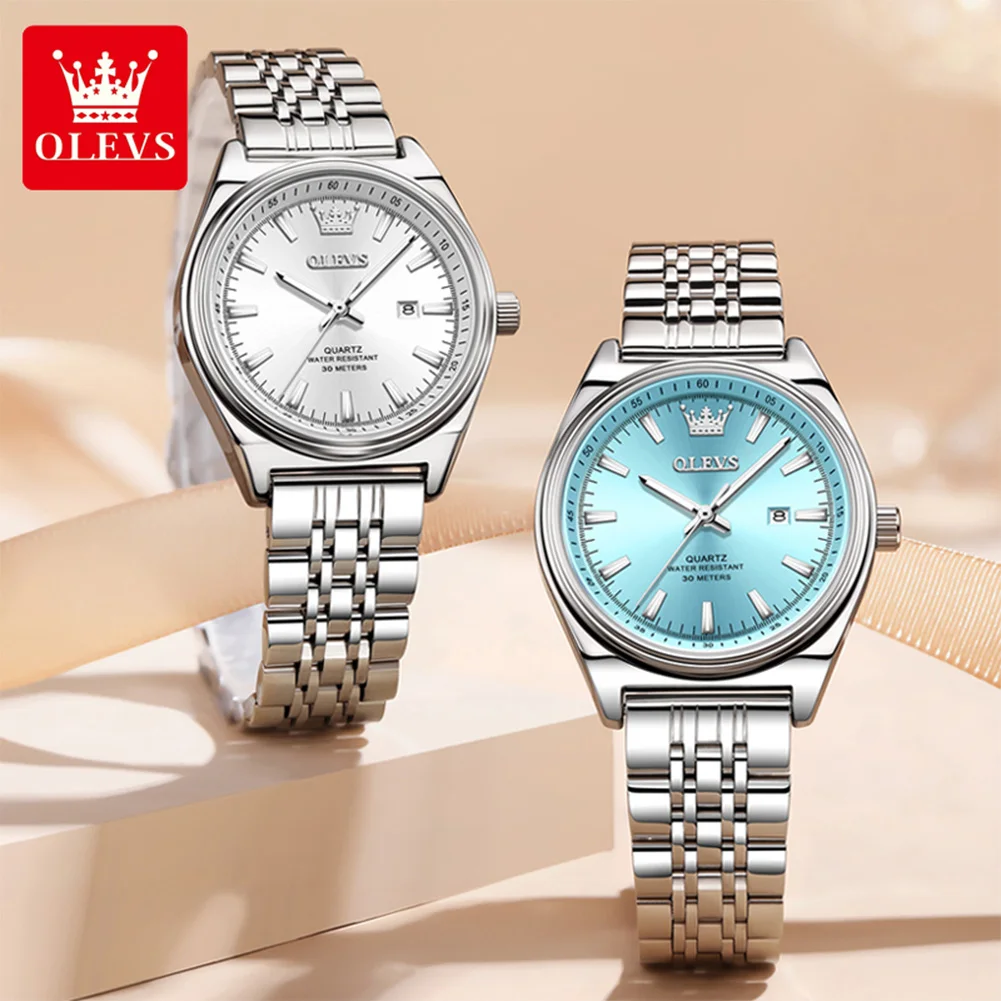 OLEVS Orologi da donna Orologio al quarzo originale di lusso elegante delle migliori marche per signora Acciaio inossidabile Impermeabile Data luminosa Tendenza Nuovo