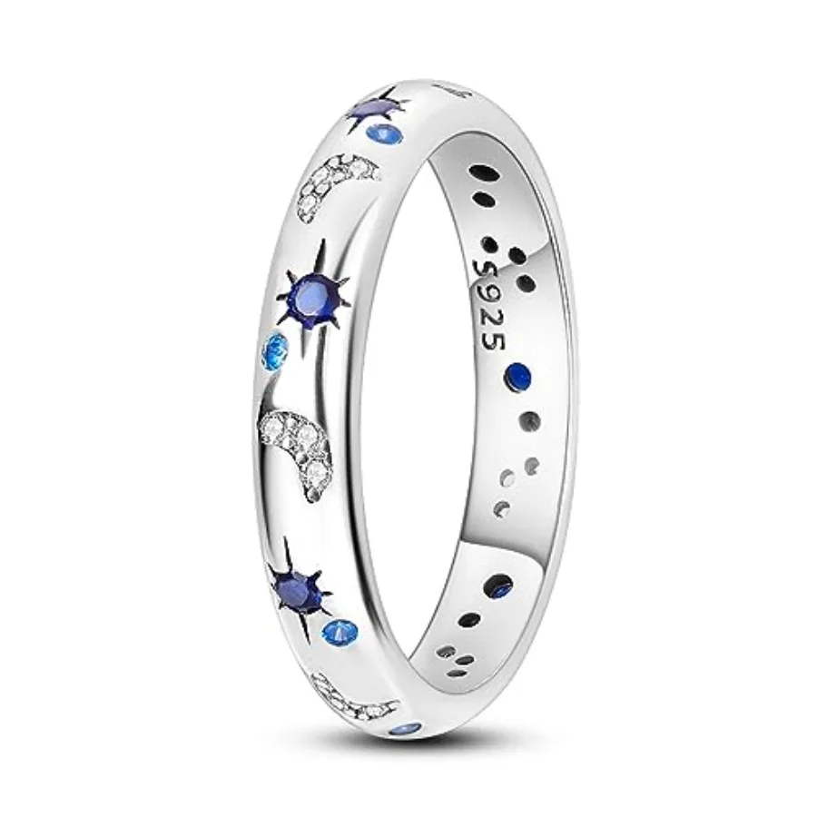 

Hapour 925 Sterling Silver Ring for Women, Eternity Gorgeous Rings Stackable Rings for Women as Gifts Ring Size 4