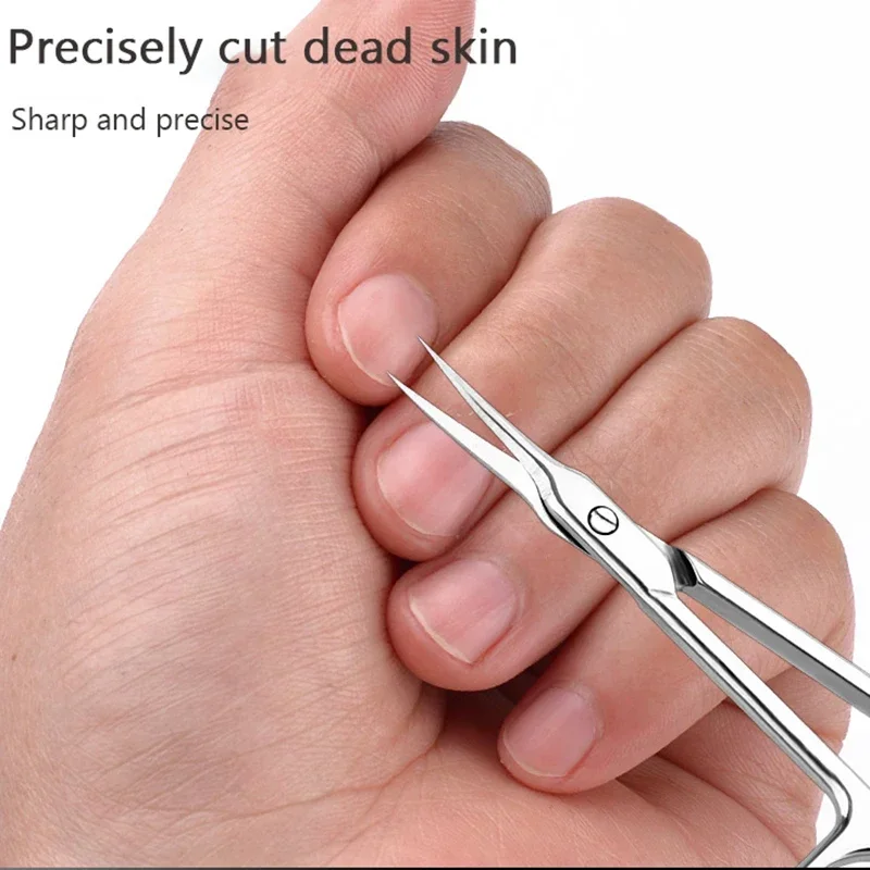 Stainless Steel Curved Tip Thin Blade Cuticle Scissors Nail Clippers Trimmer Dead Skin Remover Manicure Tools Eyebrow Toos image 5