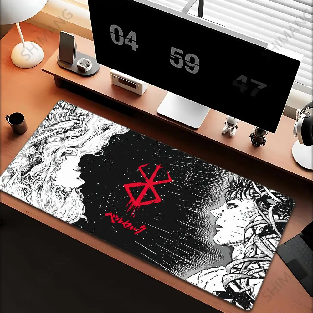 

Large Mouse Pad Black white Anime PC Computer Game MousePads Desk Keyboard Mats Office Anti-slip Berserk Guts Dywan Mouse Mat