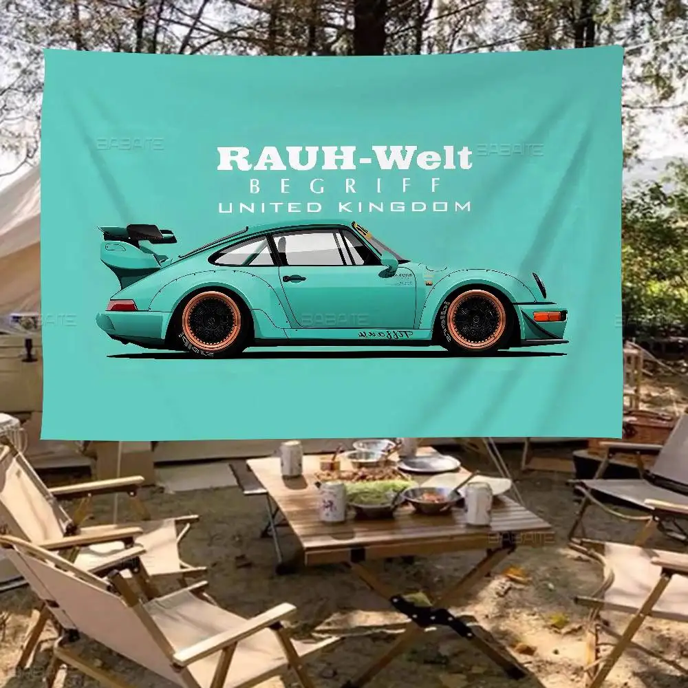 Japan Sports Car Jdm RWB 911 964 933 Painted Printed Large Flag Art Science Fiction Room Home Decor Decor Banner