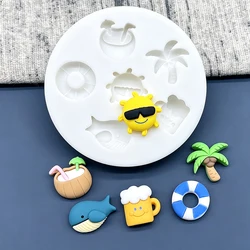 Sunshine Beer Whale Coconut Tree Ocean Silicone Sugarcraft Mold Chocolate Cupcake Baking Mould Fondant Cake Decorating Tools