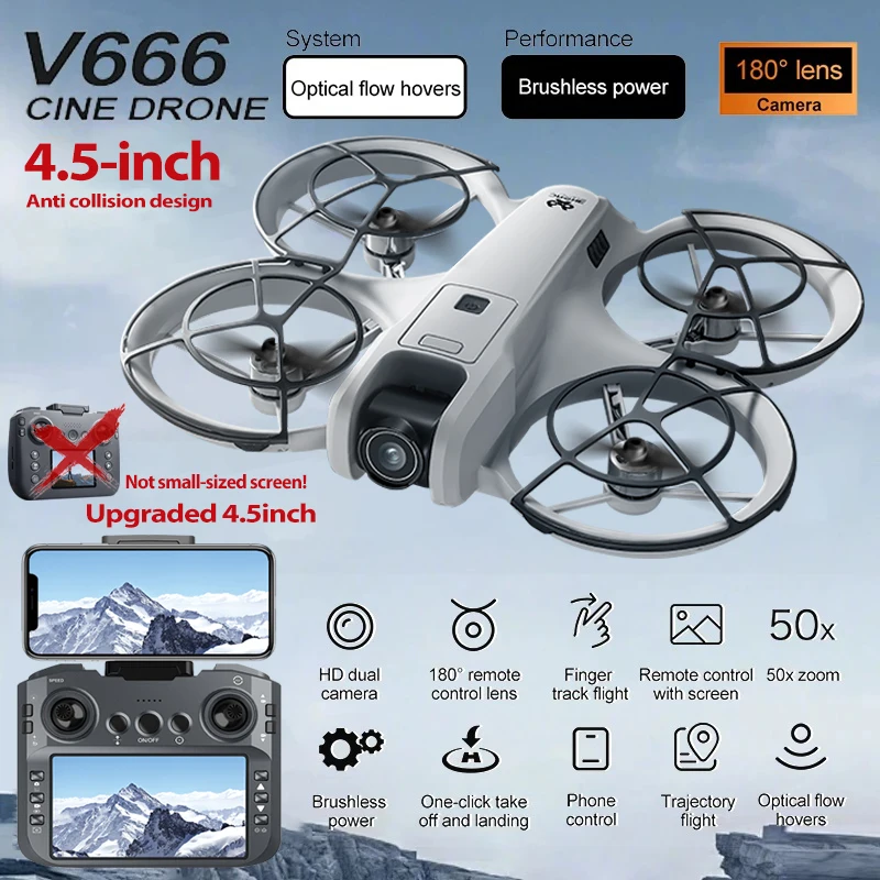 

8K HD FPV Camera Drone V666 Brushless Motor Quadcopter - RC Remote Control Aerial Drone for Adults Kids