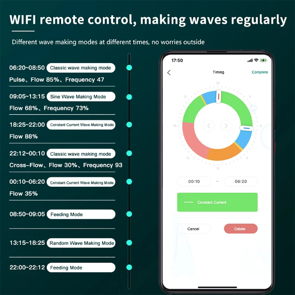 Jebao-Bomba inteligente WiFi Control Aquarium Wave Marke Pump, bomba de flujo cruzado, controlador LCD externo, bombas de agua para pecera