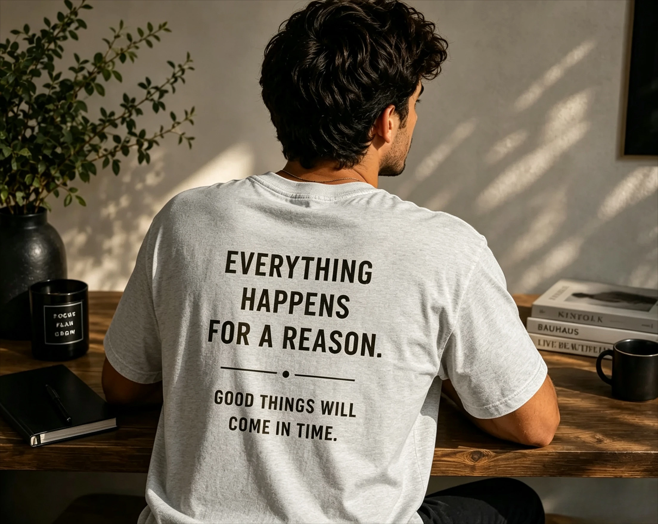 Everything Happens for A Reason Shirt, Inspirational Quote T-Shirt, Positive Mindset Tee, Motivational Back Print, Unisex Gift