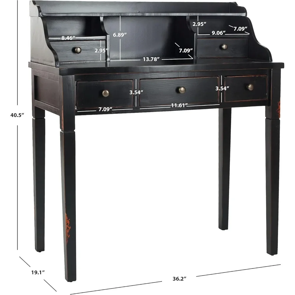 Bureau d'ordinateur contemporain, table en bois massif enrichi pour salle d'étude, bureau à domicile, 5 wers de proximité, 36.2 po W