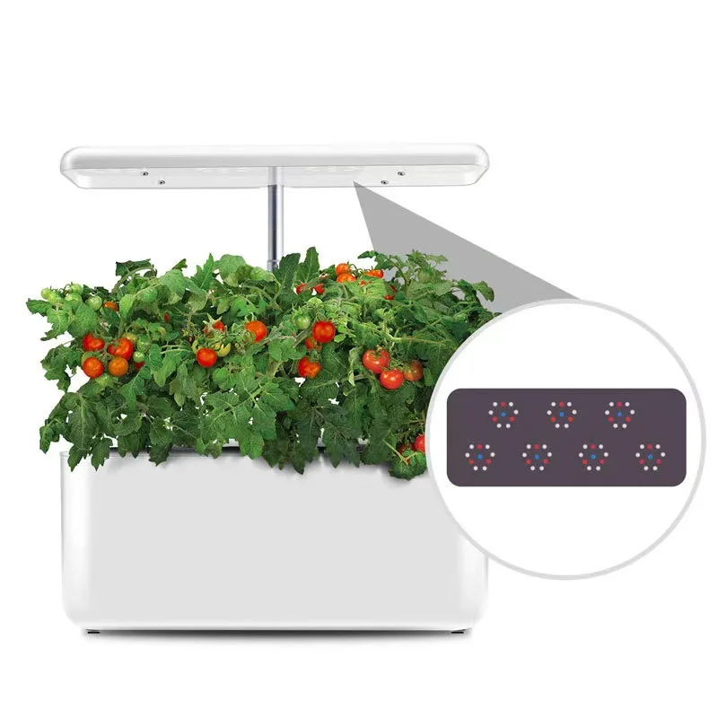Hydroponic vegetable planter indoor desktop soilless cultivation equipment LED grow light resin flower pot
