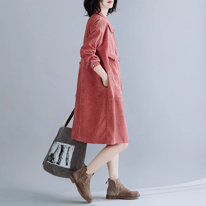 เสื้อโค้ทกำมะหยี่สไตล์เรโทรสำหรับผู้หญิง ทรงหลวม ยาวปานกลาง แฟชั่นฤดูใบไม้ร่วงและฤดูหนาว สไตล์เกาหลี ลำลอง ปกเสื้อแบบเดี่ยว...