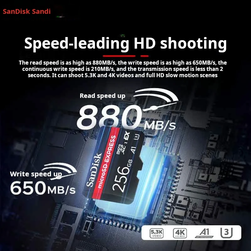 

SanDisk 256GB TF (MicroSD Express) Memory Card,Read Speed880MB/s,Multi-Device Compatible, Memory Card for Switch 2 Game Consoles
