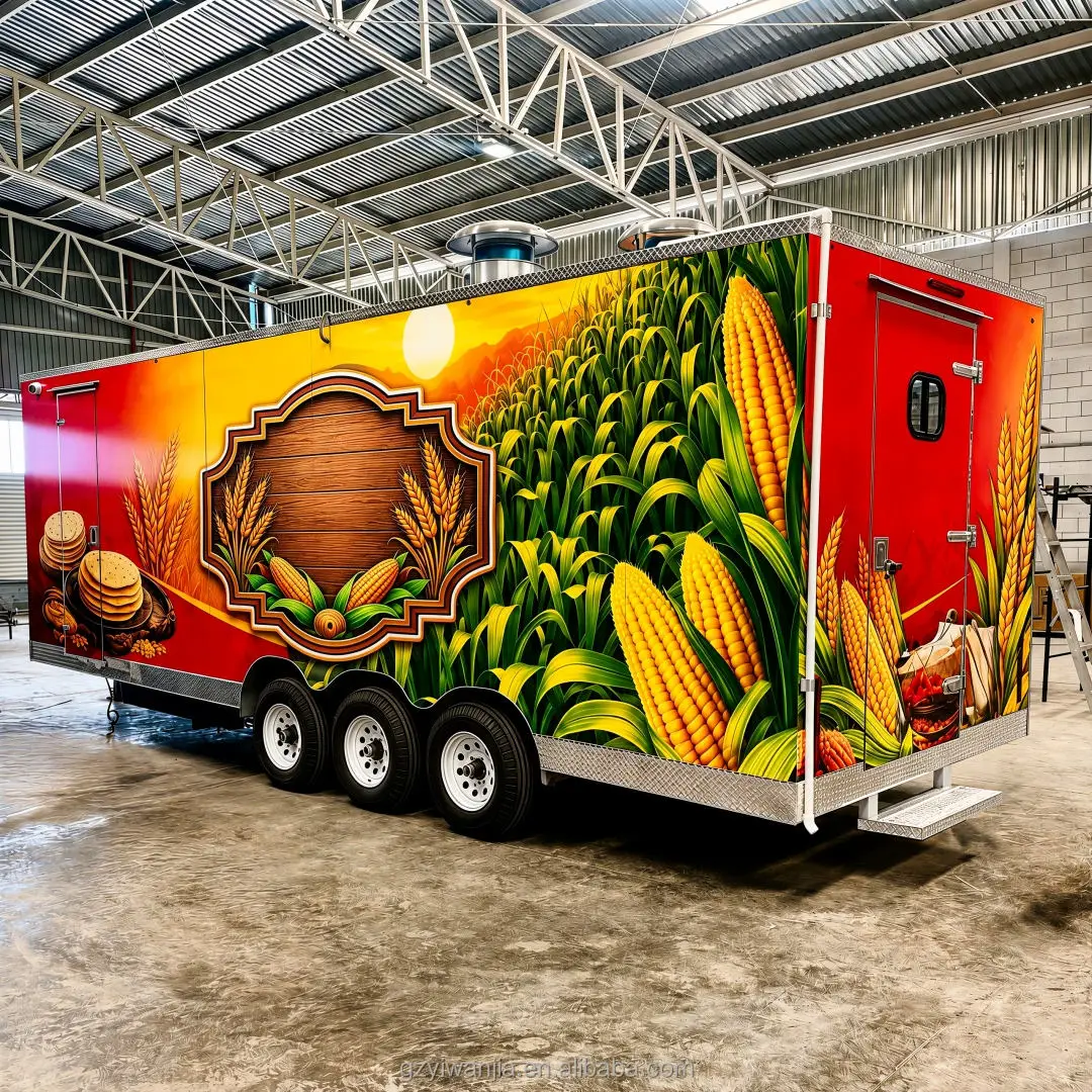 Customizable Size Stainless Steel Mobile Food Trailer with Full Kitchen for Snack Food and Chips Fast Food Truck