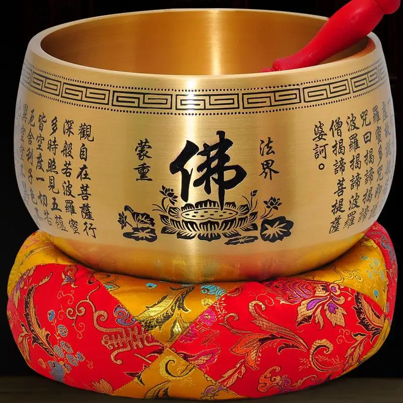 

Chinese Style Copper Buddha Singing Bowl Temple Traditional Percussion Instrument Yoga Meditation Professional Singing Bowl