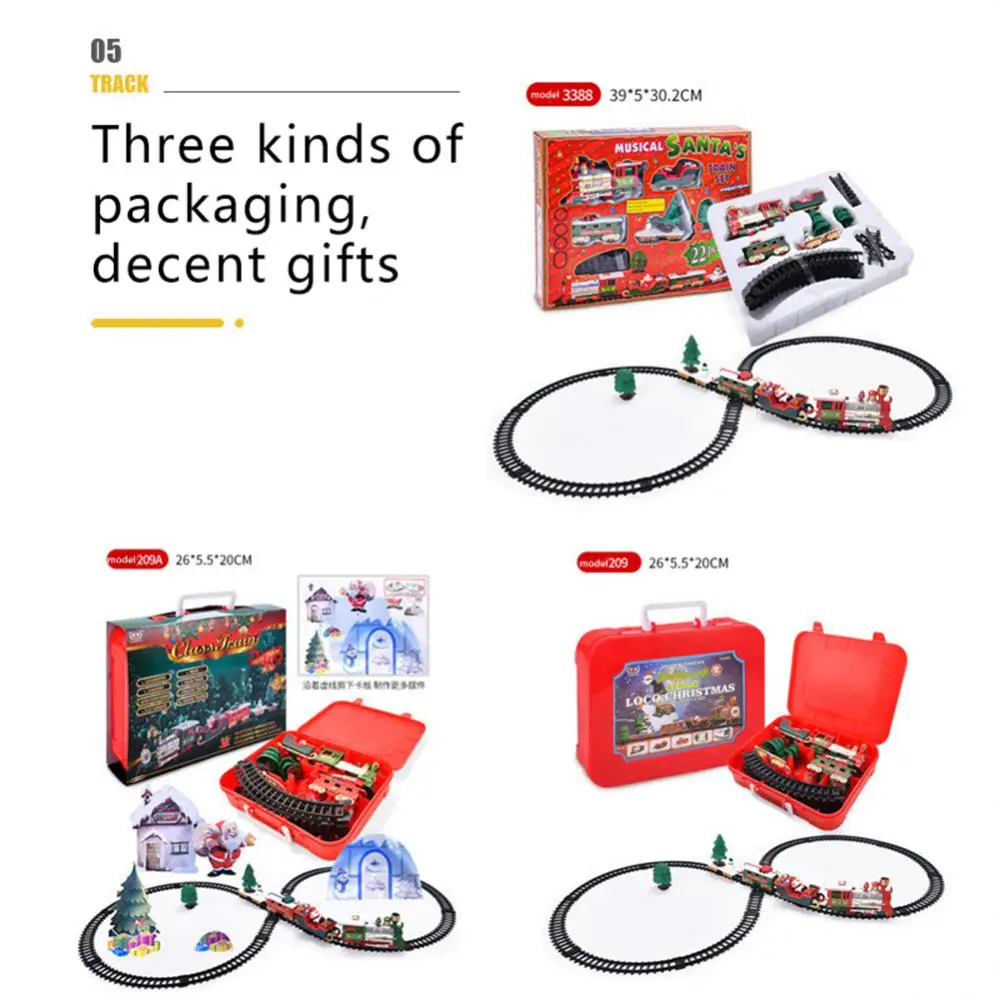 3-In-1 Elektrische Kerst Railwagen Retro Assemblage Mini Trein Modellen Home Decoraties Kinderen Voertuigen Speelgoedauto Xmas Geschenken