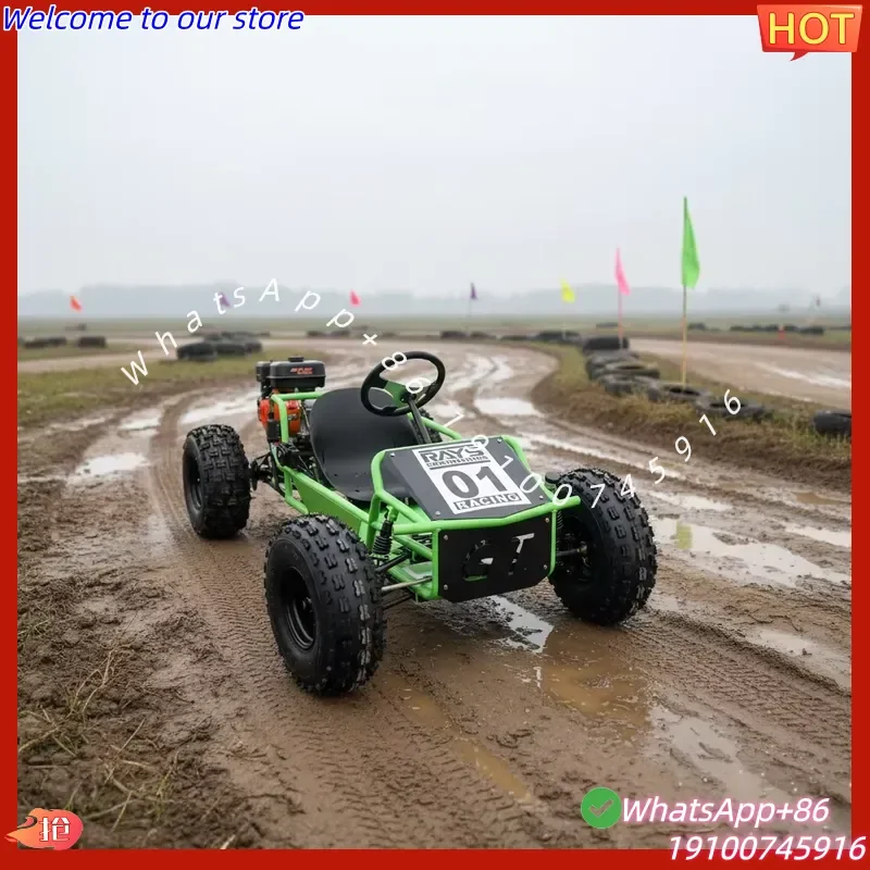 2026CE 212cc Gas-Powered Pedal Racing Go Kart Buggy 4-Stroke Engine 70km/h Max Speed Hydraulic Disc Brakes Chain Drive