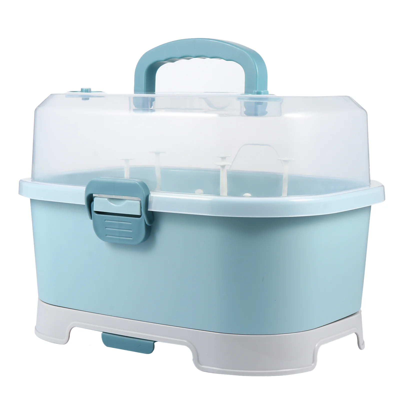 Baby Bottle Storage Box Milk Case Drying Rack Organizer Cup Bottles Drainer Container Supplies Blue